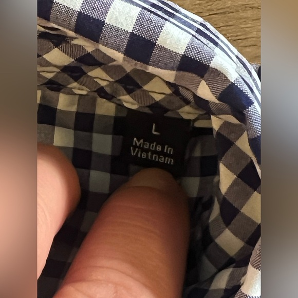 Tailorbyrd Collection‎ Mens Performance Shirt L Blues Gingham Long Sleeve D47 - Picture 6 of 9